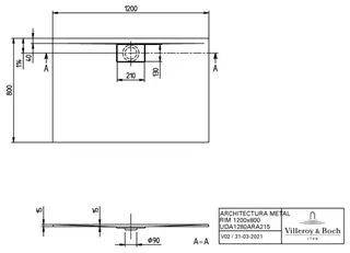 Villeroy & Boch Duschwanne Architectura 1200x800x15mm Rechteck Grey – Bild 5