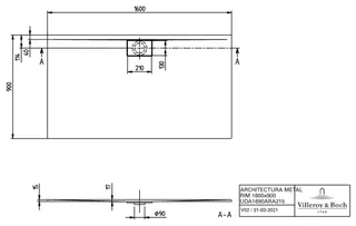 Villeroy & Boch Duschwanne Architectura 1600x900x15mm Rechteck Anthracite – Bild 2