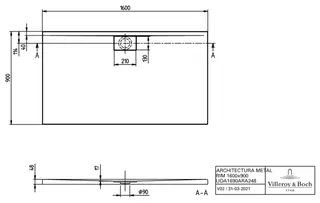Villeroy & Boch Duschwanne Architectura 1600x900x48mm Rechteck Weiß Alpin – Bild 3
