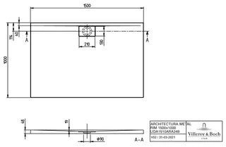 Villeroy & Boch Duschwanne Architectura 1500x1000x48mm Rechteck Weiß Alpin – Bild 2
