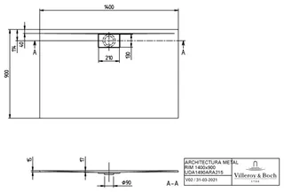 Villeroy & Boch Duschwanne Architectura 1400x900x15mm Rechteck Grey – Bild 5