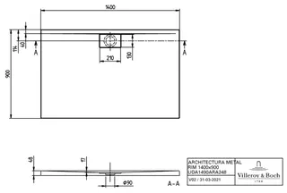 Villeroy & Boch Duschwanne Architectura 1400x900x48mm Rechteck Grey – Bild 3