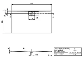 Villeroy & Boch Duschwanne Architectura 1400x800x15mm Rechteck Weiß Alpin – Bild 4