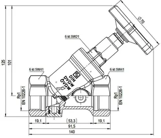 comfort-KFR-Ventil A20 nichtsteigend mit Entleerung DN 25 (1") aus Messing – Bild 3