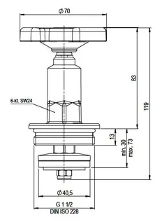 comfort-FSV-Fettkammeroberteil A20 nichtsteigend DN 40 (11/2") aus Messing – Bild 2