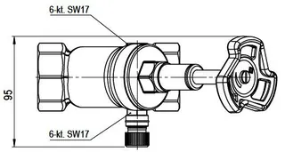 comfort-Freistromventil A20 steigend mit Entleerung DN 40 (11/2") aus Messing – Bild 2