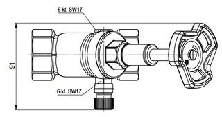 comfort-Freistromventil A20 steigend mit Entleerung DN 32 (11/4") aus Messing – Bild 2