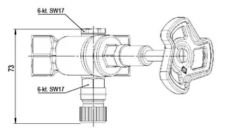 comfort-Freistromventil A20 steigend mit Entleerung DN 20 (3/4") aus Messing – Bild 3