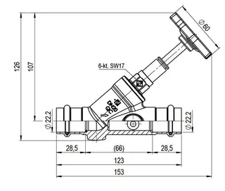comfort-Freistromventil A20 steigend m. E. Pressanschluss 22mm aus Messing – Bild 3