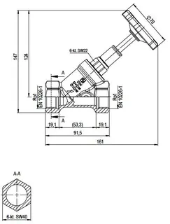 comfort-Freistromventil A20 steigend ohne Entleerung DN 25 (1") aus Messing – Bild 2