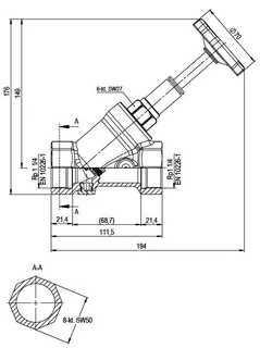 comfort-KFR-Ventil A20 steigend ohne Entleerung DN 32 (11/4") aus Messing – Bild 2