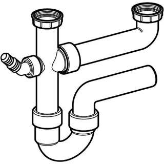 Geberit Rohrbogengeruchsverschluss für zwei Spülbecken Abg.horiz. G1 1/2x40 extral. – Bild 3