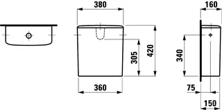 Laufen Spülkasten PALACE 160x380x420 Wasseranschluss seitlich weiß (alt) – Bild 2
