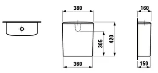 Laufen Spülkasten PALACE 160x380x420 Wasseranschluss hinten weiß (alt) – Bild 2