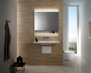 Geberit ONE Waschtisch, 90x40cm, CleanDrain, v.Ausld. ohne Hahnloch, Ül.verd., weiß Tect/hgl.verchr. – Bild 3