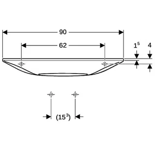 Geberit ONE Waschtisch, 90x40cm, CleanDrain, v.Ausld. ohne Hahnloch, Ül.verd., weiß Tect/hgl.verchr. – Bild 5