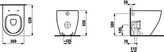 Laufen Stand-T-WC PRO 530x360x430 spülrandlos Abg. waagr./senkr. weiß – Bild 2