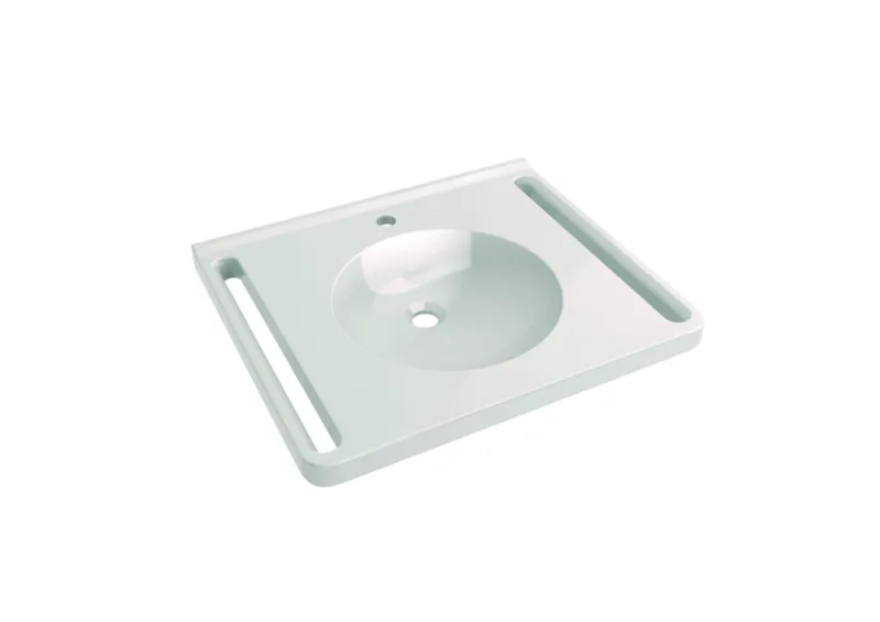 HEWI Waschtisch, Schwallkante, runde Mulde, 650x550mm, 1 HL
