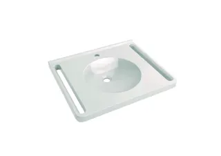 HEWI Waschtisch, Schwallkante, runde Mulde, 650x550mm, 1 HL
