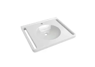 HEWI Waschtisch, Schwallkante, runde Mulde, 650x550mm, 1 HL – Bild 2