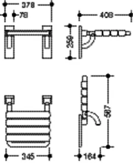 HEWI Klappsitz S801, antimikrobiell B:378 mm, H:259 mm, T:408 mm signalweiß – Bild 5