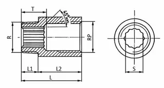 Hahnverlängerung DIN 3523 EN 10226-1 NPS 1/2 Zoll 53mm 13mm 40mm SPRINGER
