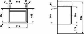 Laufen WTU SPACE 408x535x500 2 Schubl m.Griff f.WT H810282 weiß matt – Bild 3