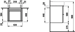 Laufen WTU SPACE 408x434x500 2 Schubl m.Griff f.WT H815281 weiß matt – Bild 3