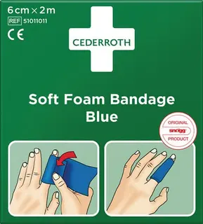 Soft Foam Bandage selbsthaftend elastisc h,blau Rl.6cmx2m CEDERROTH