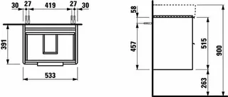 Laufen WTU BASE 391x533x515 2 Schubl m.Griff f.WT H810282 weiß glzd – Bild 2