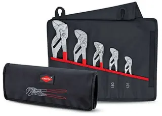 Zangenschlüsselset Inh.5-tlg.verchr.Rolltasche KNIPEX