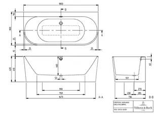 Villeroy & Boch Vorwand-Badewanne Oberon 2.0 1800x800x620mm Weiß Alpin – Bild 4