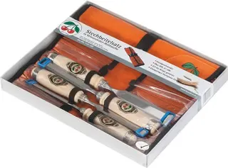 Stechbeitelsatz 10,16,20,26mm Weißbuchenh.4-tlg.Lederrolltasche