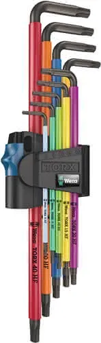 Winkelschraubendrehersatz Torx 967/9 TX XL HF 9tlg. T8-T40 farbcodiert,m.HF lang