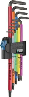 Winkelschraubendrehersatz Torx 967/9 TX XL HF 9tlg. T8-T40 farbcodiert,m.HF lang