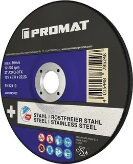 Premium-Schruppscheibe 2in1 D125xS7mm gekr.INOX/Stahl Bohr.22,23mm PROMAT – Bild 3