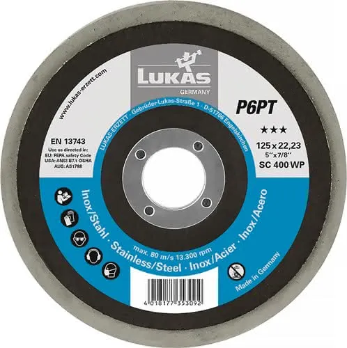 Polierteller P6PT D.125mm Bohrungs-D.22,23mm P 240 fine weiß LUKAS