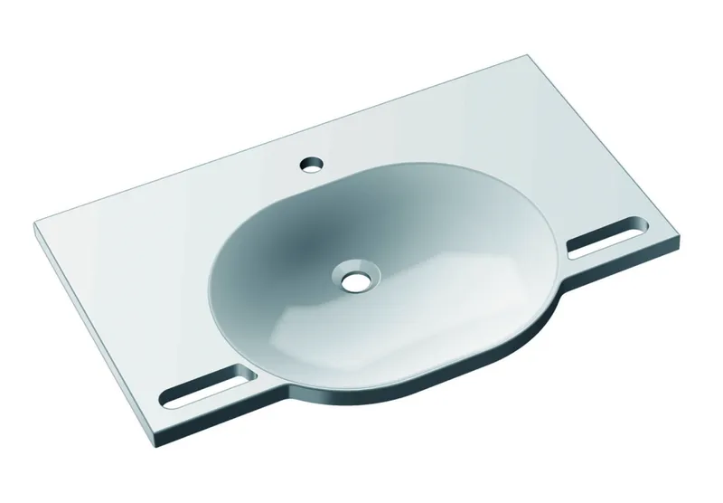 HEWI Waschtisch, B:850mm, T:550mm, alpinweiß, ohne Überlauf, 1 HL