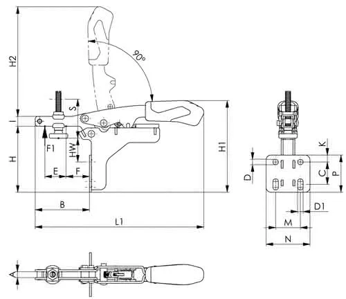 Waagrechtspanner Nr.6871 Gr.20 Winkelfuß AMF
