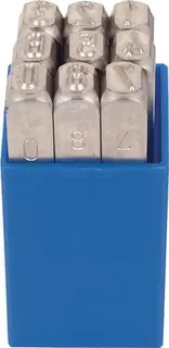 Schlagzahlensatz 330 9-tlg.Zahlen 0-9 Schrift-H.4mm in Ku.-Box KUKKO