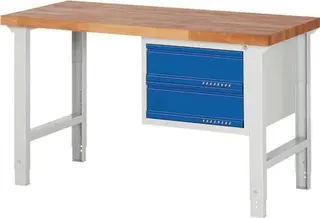 Werkbank Ser.BK 650 B1500xT700xH790-1140mm Buche grau blau 2