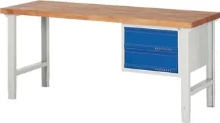 Werkbank Ser.BK 650 B2000xT700xH790-1140mm Buche rau blau 2