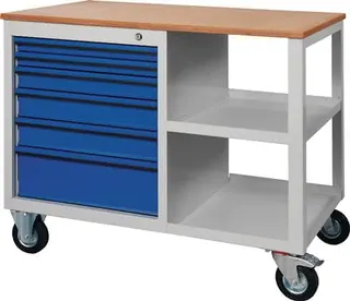 Werkbank PW700 B885xT700xH805mm Buche Multipl. lichtgrau/enzianblau 2 Schubl. – Bild 4