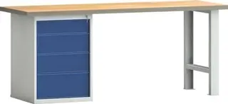 Werkbank PW 700 B2000xT700xH840mm Buche Multiplex lichtgrau enzianblau 4 Schubl. – Bild 3
