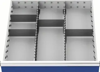Schubladenunterteilungsmaterial Front-H.100-125mm 2 Längs-/4 Querteiler