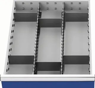 Schubladenunterteilungsmaterial Front-H.150mm 2Längs-/6Querteiler