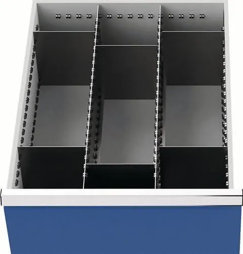 Schubladenunterteilungsmaterial Front-H.200mm 2Längs-/6Querteiler