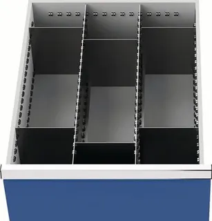 Schubladenunterteilungsmaterial Front-H.200mm 2Längs-/6Querteiler