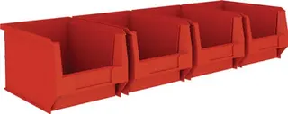Sichtlagerkastenset H140xB602xT250mm STA verz.Sichtlagerkästen 4xMK4 rot MAUSER