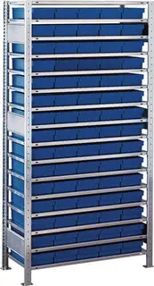 Steckregal H2000xB1000xT400mm Grundregal 16 Stahlböden 75xL 400mm blau